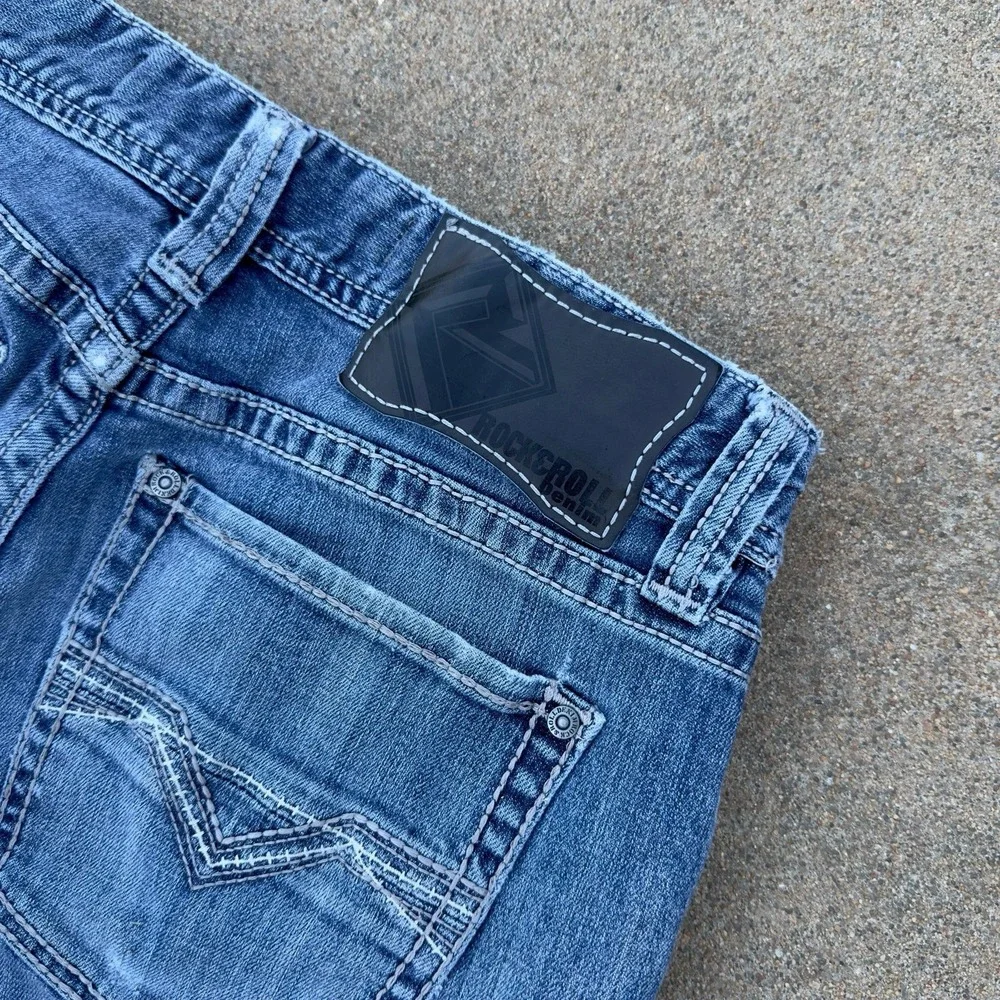 Rock & Roll Pistol Straight Regular Jeans Men's 30x34 Thick Stitch Cowboy Denim